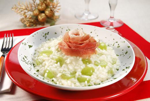 Risoto de uvas com parma