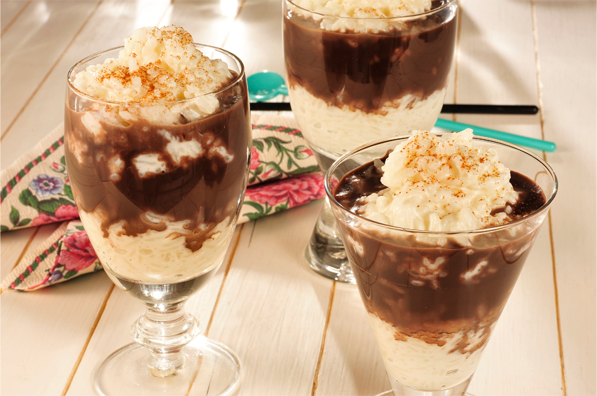 Taça de Arroz Doce e Chocolate