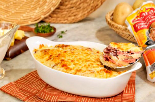 Batata Gratinada com Calabresa