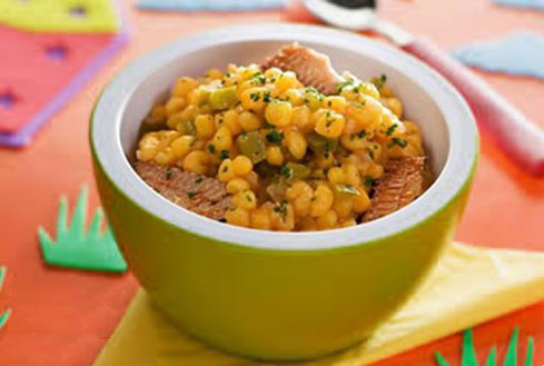 Cozido de canjica com sardinha
