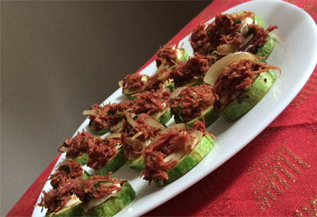 Canapés de Abobrinha com Carne Seca