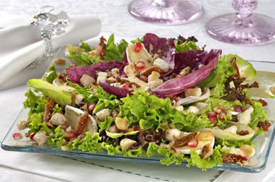 Salada de folhas ao vinagrete com romã 