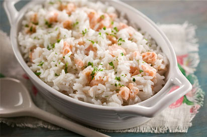 Arroz com Leite de Coco e Salmão