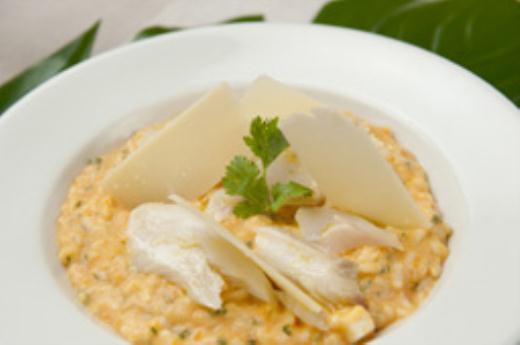 Risoto de abóbora com bacalhau e azeite Gallo